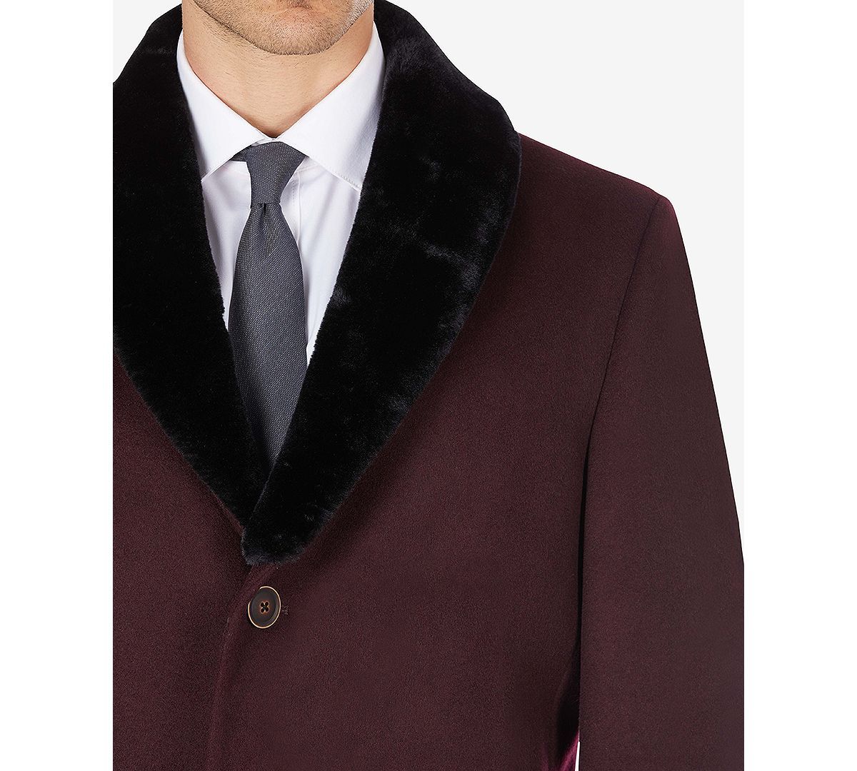 Tallia Overcoat With Removable Sherpa Collar Wine