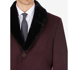 Tallia Overcoat With Removable Sherpa Collar Wine thumbnail 3