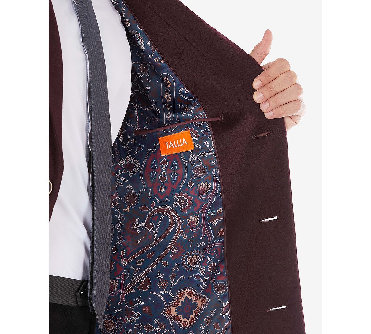 Tallia Overcoat With Removable Sherpa Collar Wine