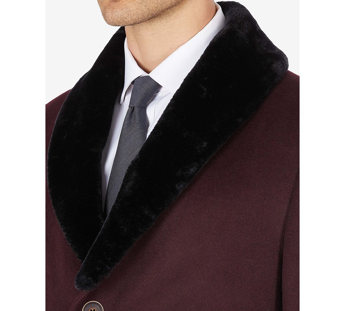 Tallia Overcoat With Removable Sherpa Collar Wine