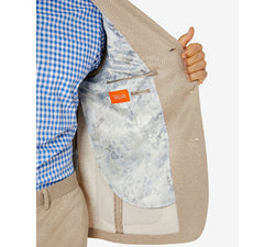 Tallia Slim-fit Knit Suit Jacket Cream thumbnail 4
