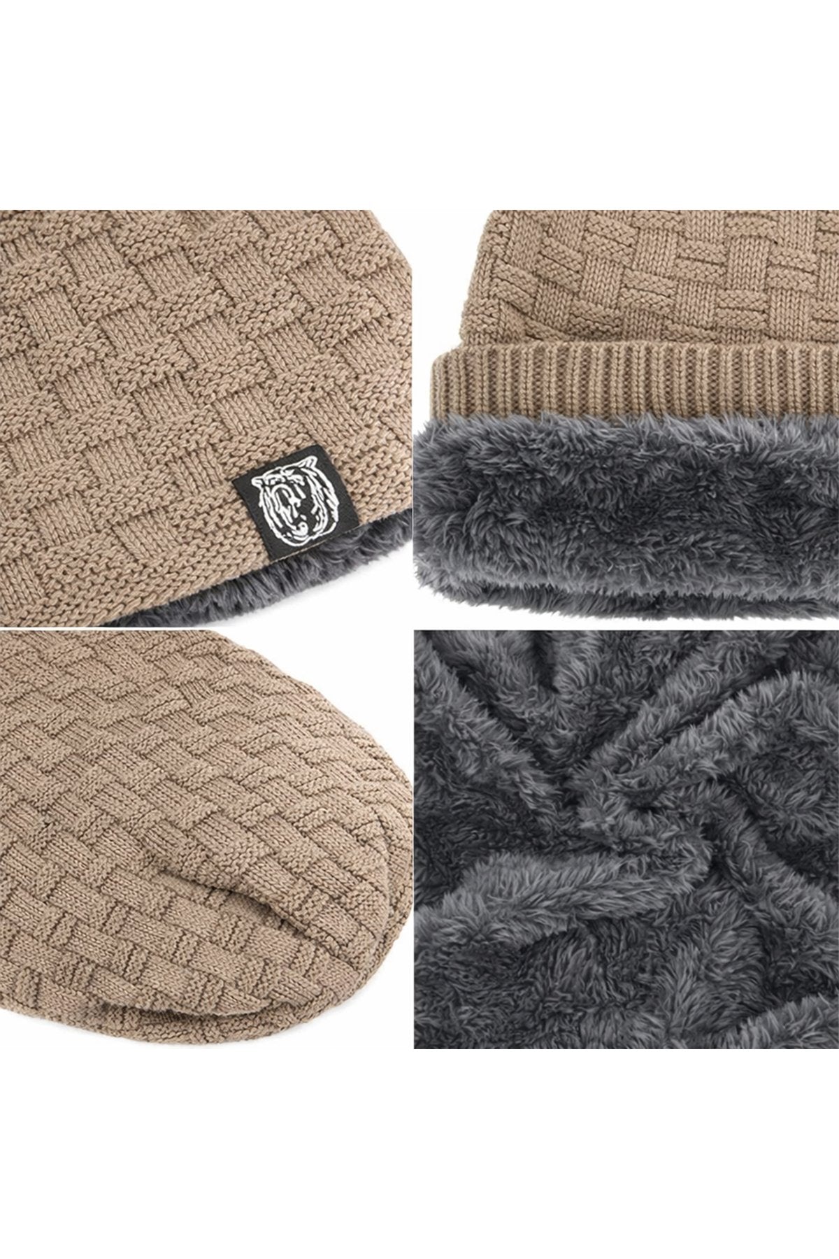 Tan Cozy Bear Slouch Beanie