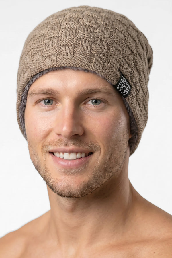 Tan Cozy Bear Slouch Beanie