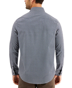 Tasso Elba Stretch Medallion-print Shirt Blue Combo thumbnail 2