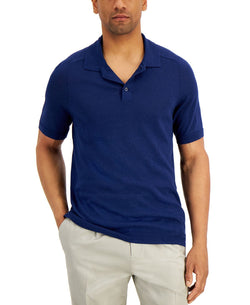 Tasso Elba Sweater-knit Linen Polo Shirt Navy Combo thumbnail 1
