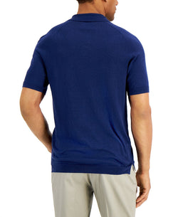 Tasso Elba Sweater-knit Linen Polo Shirt Navy Combo thumbnail 2