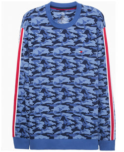 Th Modern Essentials Modern Essentials By Tommy Hilfiger Camo Lounge Long-sleeve Pajama Top Sapphire thumbnail 1