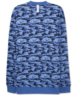 Th Modern Essentials Modern Essentials By Tommy Hilfiger Camo Lounge Long-sleeve Pajama Top Sapphire thumbnail 2