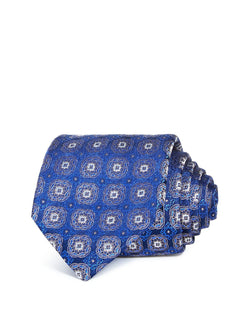 The Men's Store Baroque Medallion Silk Classic Tie Navy thumbnail 1