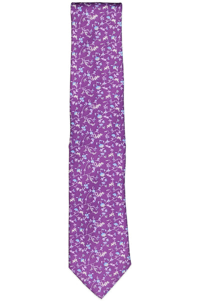 The Men's Store Floral Print Silk Classic Tie LAVENDER