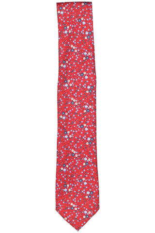 The Men's Store Floral Silk Classic Tie Red
