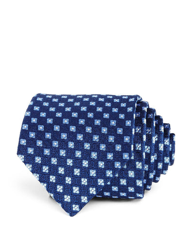 The Men's Store Florette Neat Silk Classic Tie Navy/Blue
