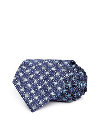 The Men's Store Florette Silk Classic Tie Navy/Blue