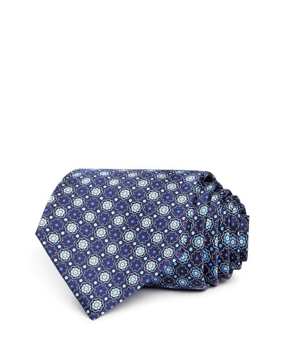 The Men's Store Florette Silk Classic Tie Navy/Blue