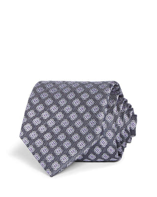 The Men's Store Florette Woven Silk Classic Tie Charcoal