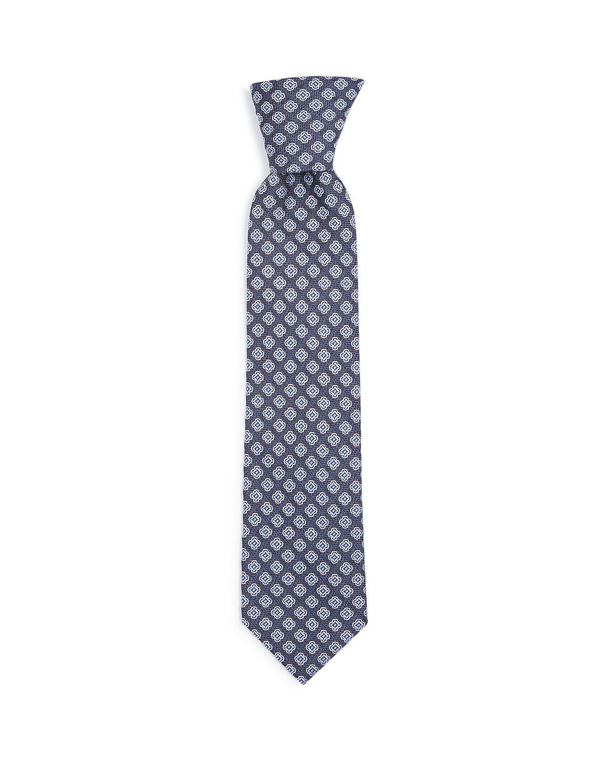 The Men's Store Florette Woven Silk Classic Tie Navy