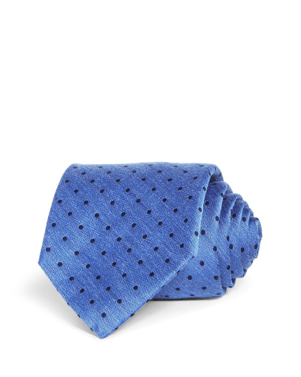 The Men's Store Herringbone Dot Silk Classic Tie Blue