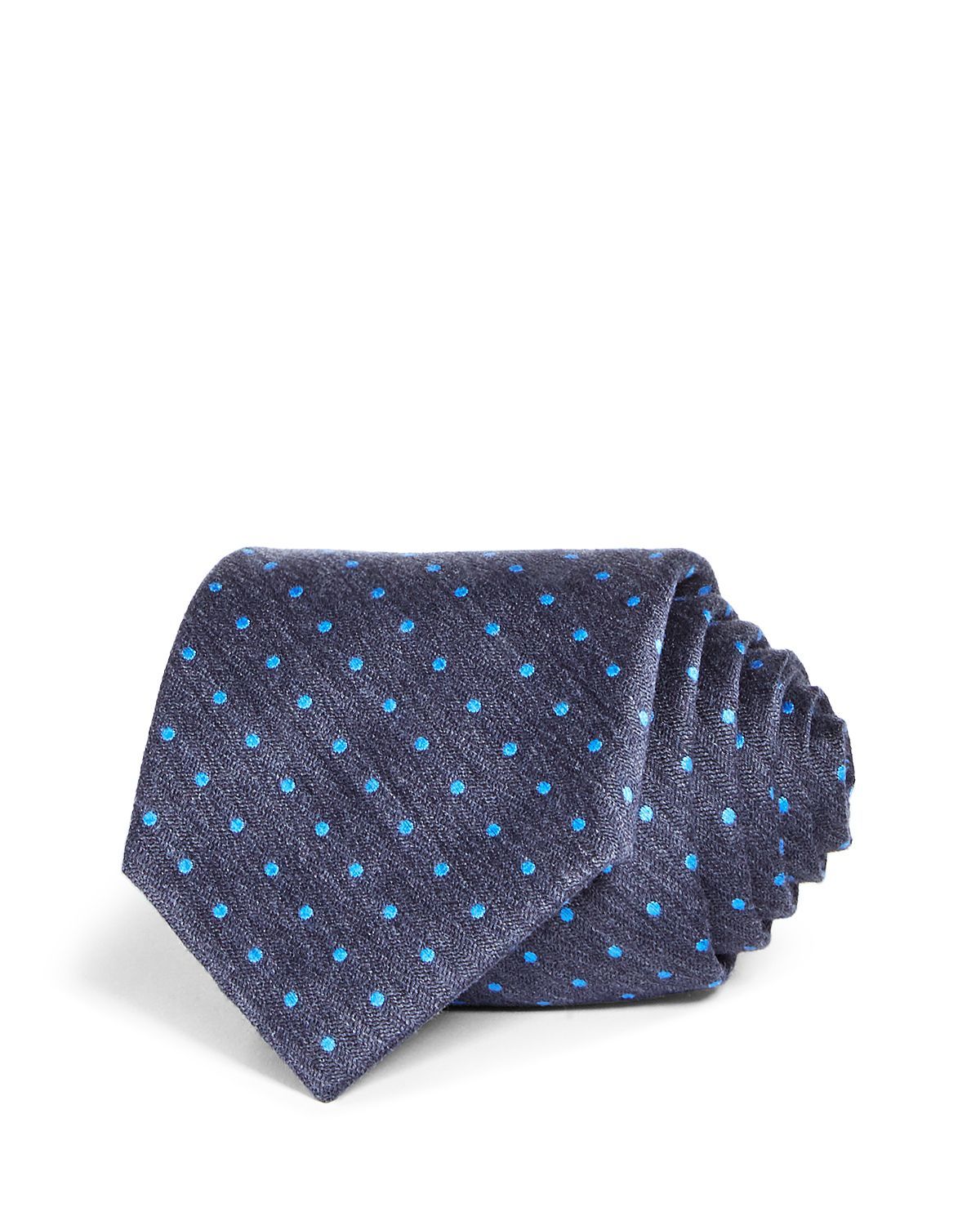 The Men's Store Herringbone Dot Silk Classic Tie Navy