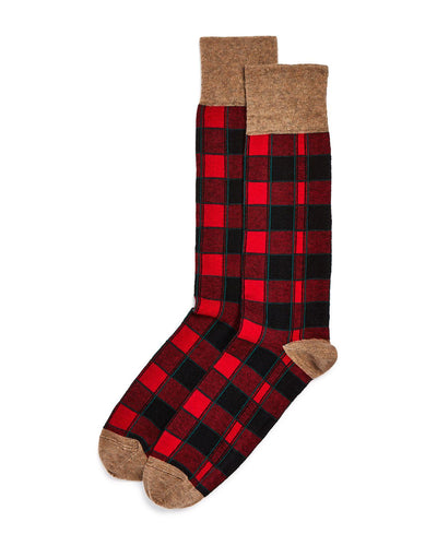 The Men's Store Holiday Plaid Socks Fire Red
