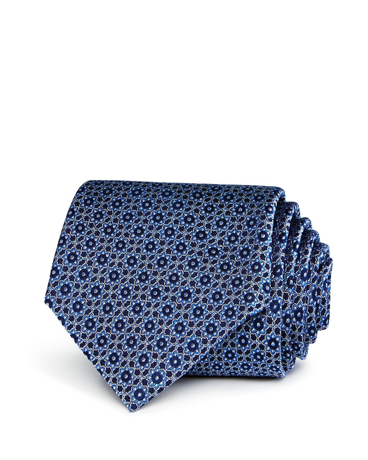 The Men's Store Linked-floral-medallion Silk Classic Tie Navy
