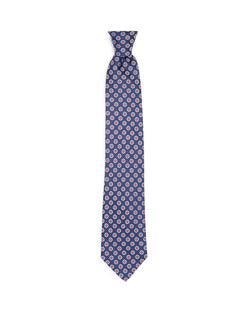 The Men's Store Medallion Woven Silk Classic Tie Navy/Red thumbnail 2