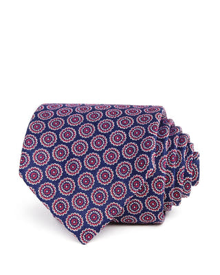 The Men's Store Medallions Silk Classic Tie Blue/Red