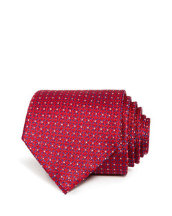 The Men's Store Micro Grid Silk Classic Tie Red thumbnail 1