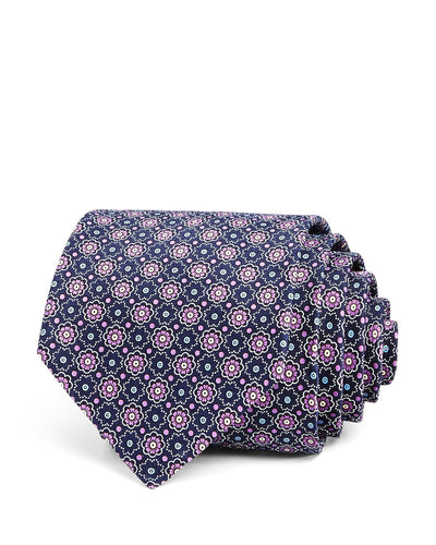 The Men's Store Mini Medallion Silk Classic Tie Navy/Purple