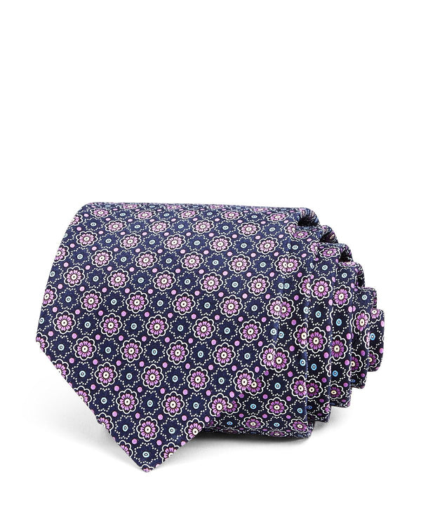 The Men's Store Mini Medallion Silk Classic Tie Navy/Purple