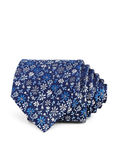 The Men's Store Multi Floral Silk Classic Tie Navy/Blue