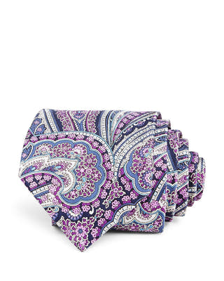 The Men's Store Paisley Silk Classic Tie Navy/Purple