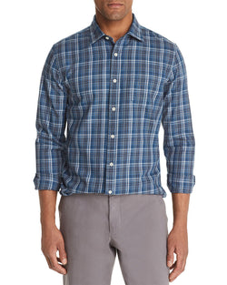 The Men's Store Plaid Classic Fit Shirt Navy Plaid thumbnail 1
