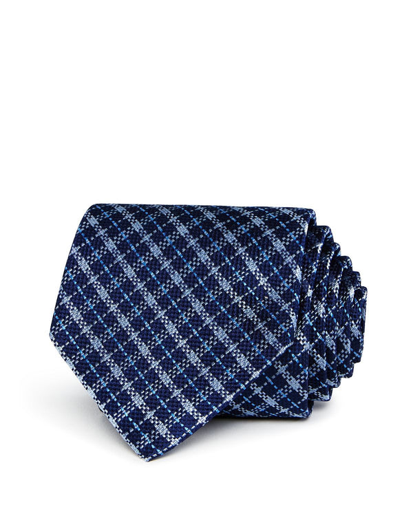 The Men's Store Plaid Silk Classic Tie Navy/Blue