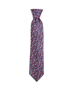 The Men's Store Scattered Floral Silk Classic Tie Navy/Red thumbnail 2
