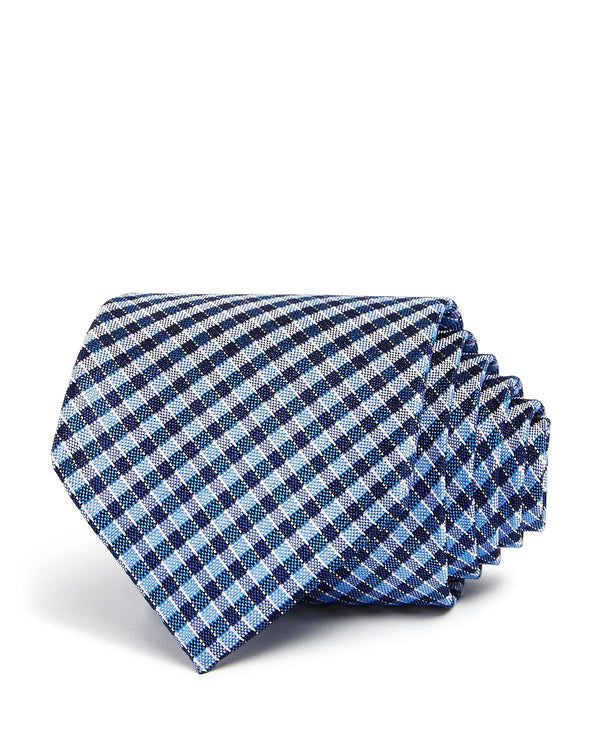 The Men's Store Summer Check Classic Tie Blue