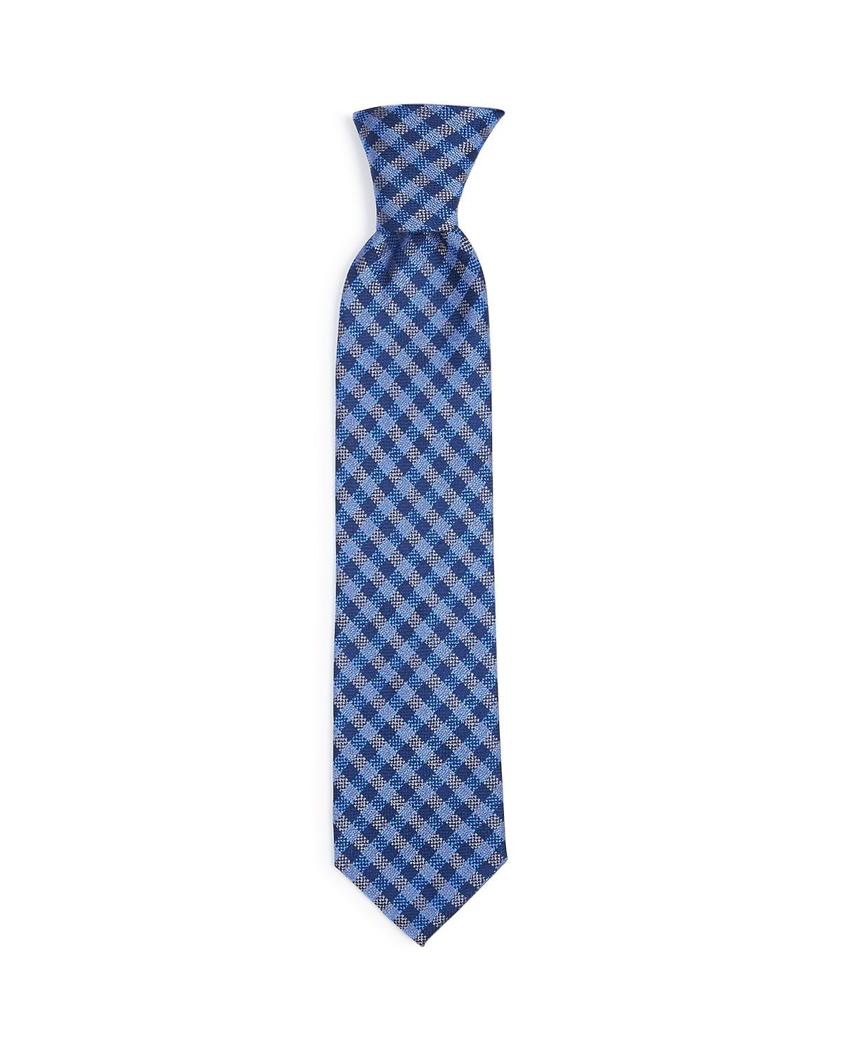 The Men's Store Textured Gingham Silk Classic Tie Navy