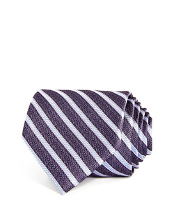 The Men's Store Textured Stripe Silk Classic Tie Lavender thumbnail 1