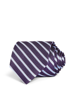 The Men's Store Textured Stripe Silk Classic Tie Purple thumbnail 1