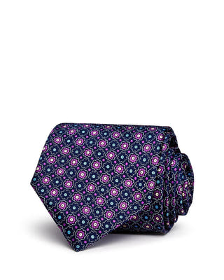 The Men's Store The Store Floral Medallion Classic Necktie Navy/Purple