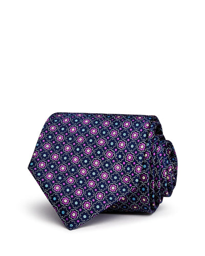 The Men's Store The Store Floral Medallion Classic Necktie Navy/Purple