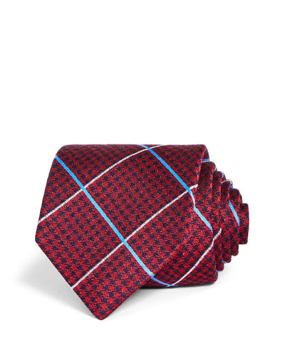 The Men's Store Tuscan Check Silk Classic Tie Burgundy
