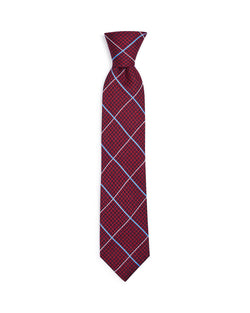 The Men's Store Tuscan Check Silk Classic Tie Burgundy thumbnail 2