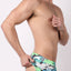 Timoteo Black Pool Party Printed Mesh Swim Short w/ Jockstrap