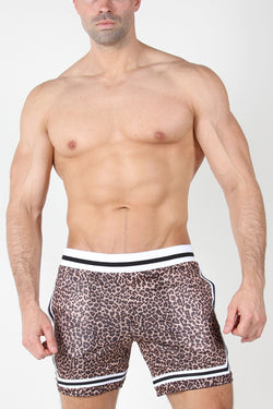 Timoteo Brown Leopard Reversible Mesh Short thumbnail 1