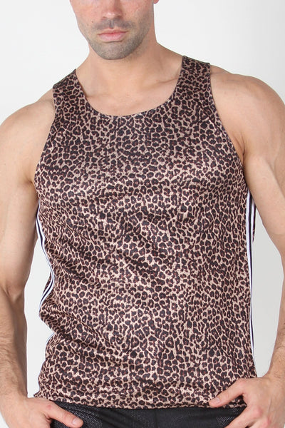 Timoteo Brown Leopard Reversible Mesh Tank