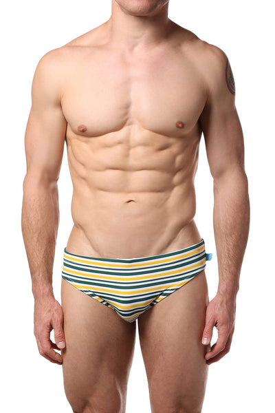 Timoteo Green & Yellow Stripe Lakeshore Swim Brief