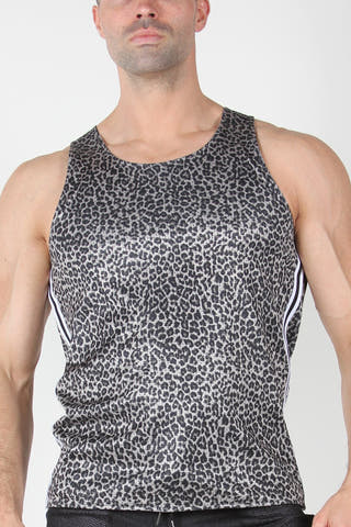Timoteo Grey Leopard Reversible Mesh Tank