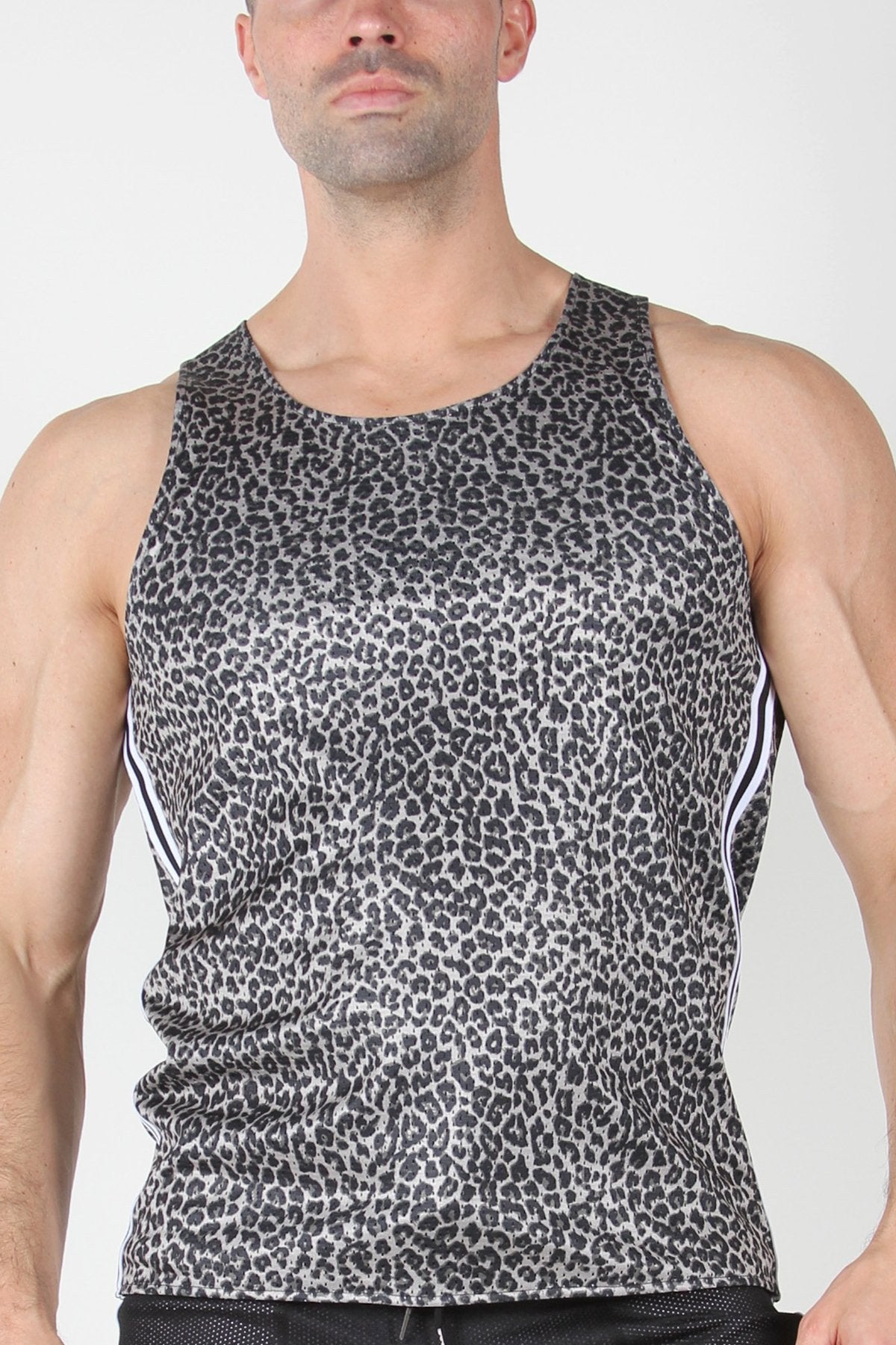Timoteo Grey Leopard Reversible Mesh Tank