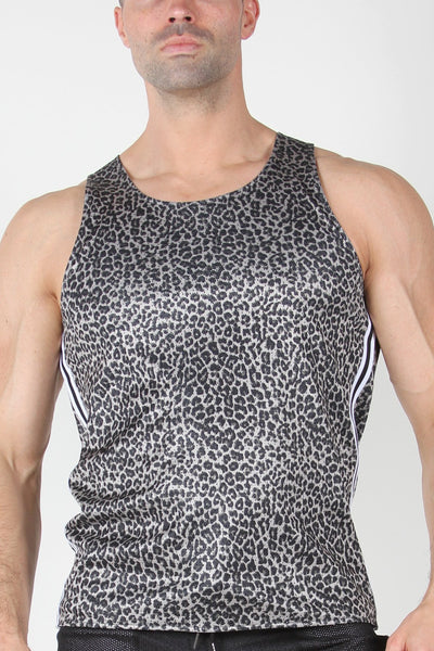 Timoteo Grey Leopard Reversible Mesh Tank