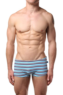 Timoteo Navy & Blue Stripe Open Water Swim Trunk thumbnail 1